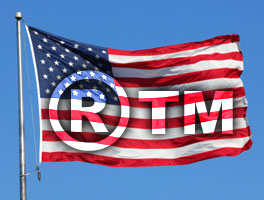 Trademark symbol and American flag