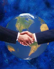 Globe and handshake